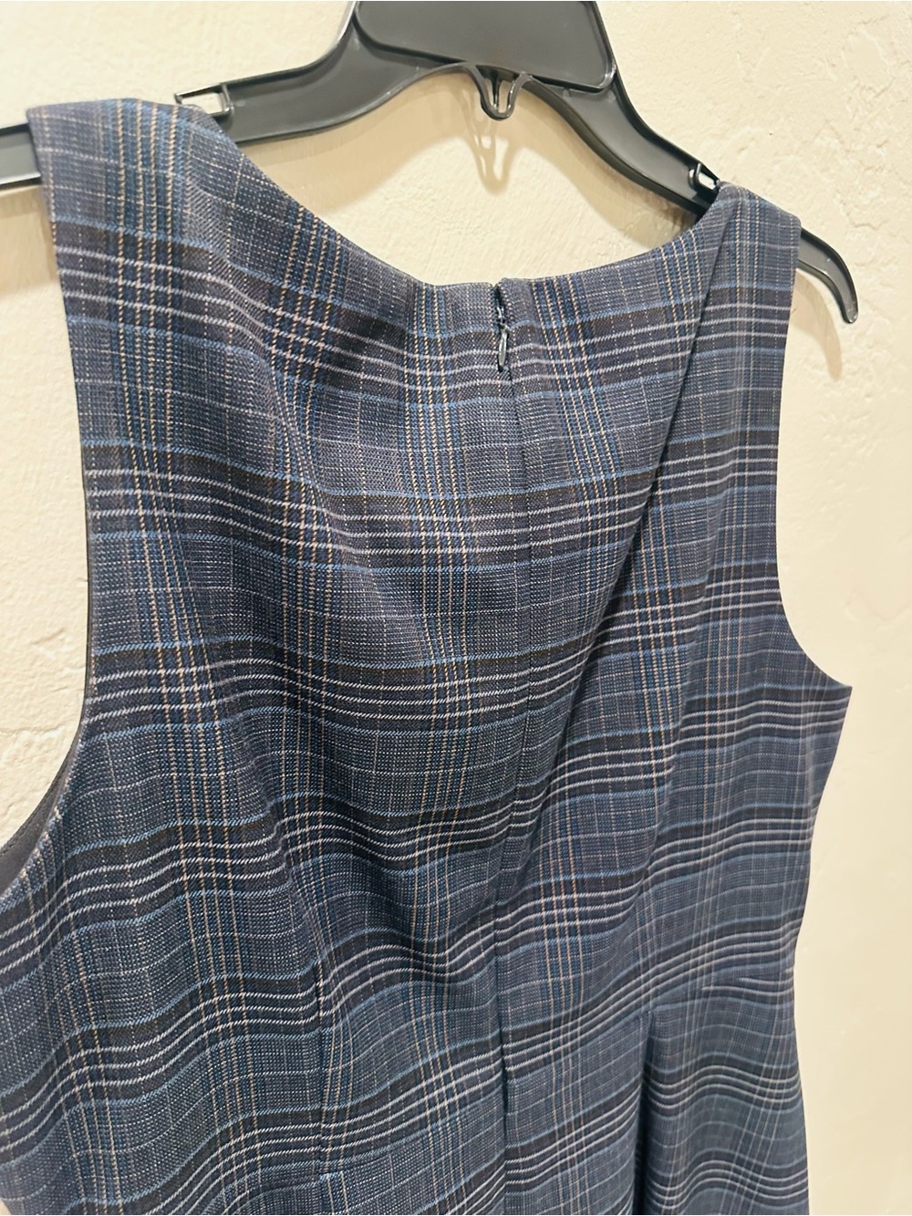 NWT Gianni Bini Charlotte Crepe Plaid Print Boat Neck Sleeveless A-Line Dress 12 - Picture 10 of 11